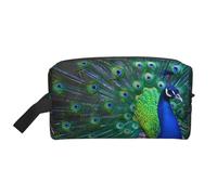 GaJher Large Travel Cosmetic Bag – Reusable Beautiful peacock Print Toiletry Dopp Kit, Portable Organizer for Makeup, Daily Essentials, White, One Size