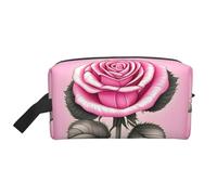 GaJher Large Travel Cosmetic Bag – Reusable Beautiful pink roses Print Toiletry Dopp Kit, Portable Organizer for Makeup, Daily Essentials, White, One Size