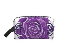 GaJher Large Travel Cosmetic Bag – Reusable beautiful purple roses Print Toiletry Dopp Kit, Portable Organizer for Makeup, Daily Essentials, White, One Size