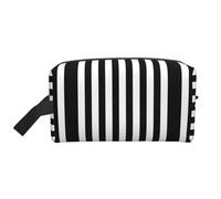 GaJher Large Travel Cosmetic Bag – Reusable Black & White Stripe Print Toiletry Dopp Kit, Portable Organizer for Makeup, Daily Essentials, White, One Size
