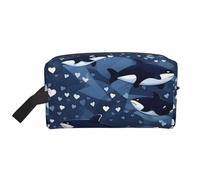 GaJher Large Travel Cosmetic Bag â€“ Reusable Blue Killer Whale Print Toiletry Dopp Kit, Portable Organizer for Makeup, Daily Essentials, White, One Size