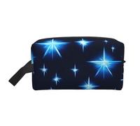 GaJher Large Travel Cosmetic Bag – Reusable Cartoon blue star Print Toiletry Dopp Kit, Portable Organizer for Makeup, Daily Essentials, White, One Size