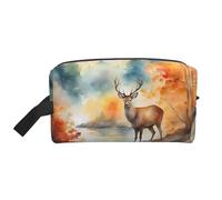 GaJher Large Travel Cosmetic Bag â€“ Reusable Deer by the river Print Toiletry Dopp Kit, Portable Organizer for Makeup, Daily Essentials, White, One Size