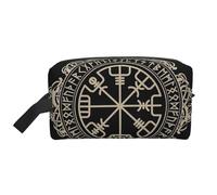 GaJher Large Travel Cosmetic Bag â€“ Reusable Magical Design Norse Runes Compass Print Toiletry Dopp Kit, Portable Organizer for Makeup, Daily Essentials, White, One Size