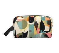 GaJher Large Travel Cosmetic Bag – Reusable Mid-Century Modern Art Cat Print Toiletry Dopp Kit, Portable Organizer for Makeup, Daily Essentials, White, One Size