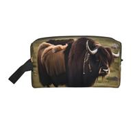 GaJher Large Travel Cosmetic Bag – Reusable Mighty Highland Yak Print Toiletry Dopp Kit, Portable Organizer for Makeup, Daily Essentials, White, One Size
