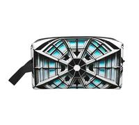 GaJher Large Travel Cosmetic Bag – Reusable Octagon Building Print Toiletry Dopp Kit, Portable Organizer for Makeup, Daily Essentials, White, One Size