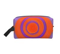 GaJher Large Travel Cosmetic Bag – Reusable Orange circle centre Print Toiletry Dopp Kit, Portable Organizer for Makeup, Daily Essentials, White, One Size
