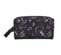 GaJher Large Travel Cosmetic Bag – Reusable Purple Black Goth Spooky Print Toiletry Dopp Kit, Portable Organizer for Makeup, Daily Essentials, White, One Size
