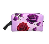 GaJher Large Travel Cosmetic Bag – Reusable Red and purple roses Print Toiletry Dopp Kit, Portable Organizer for Makeup, Daily Essentials, White, One Size