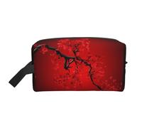 GaJher Large Travel Cosmetic Bag â€“ Reusable Red Cherry Blossom Print Toiletry Dopp Kit, Portable Organizer for Makeup, Daily Essentials, White, One Size