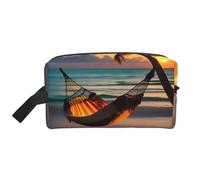 GaJher Large Travel Cosmetic Bag – Reusable Sunset beach hammock Print Toiletry Dopp Kit, Portable Organizer for Makeup, Daily Essentials, White, One Size