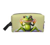 GaJher Large Travel Cosmetic Bag – Reusable The funny frog doing yoga Print Toiletry Dopp Kit, Portable Organizer for Makeup, Daily Essentials, White, One Size