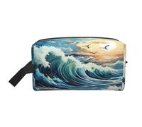 GaJher Large Travel Cosmetic Bag – Reusable Wave Sailboat Seagull Print Toiletry Dopp Kit, Portable Organizer for Makeup, Daily Essentials, White, One Size