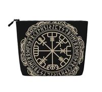 GaJher Magical Design Norse Runes Compass Fake Hemp Makeup Bag â€“ Your One-Pack Solution for Travel Toiletry & Daily Cosmetics Storage â€“ Zipper Pouch, Black, One Size