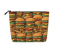 GaJher many cute burgers Fake Hemp Makeup Bag - Your One-Pack Solution for Travel Toiletry & Daily Cosmetics Storage - Zipper Pouch, Black, One Size