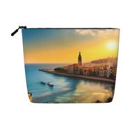 GaJher Sunset in Barcelona Fake Hemp Makeup Bag - Your One-Pack Solution for Travel Toiletry & Daily Cosmetics Storage - Zipper Pouch, Black, One Size