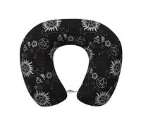 GaJher Supernatural Symbols Black U-Shaped Memory Foam Travel Pillow - Neck Support for Home, Office, Car, Airplane Travel - Lightweight