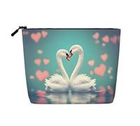 GaJher The swan in love Fake Hemp Makeup Bag - Your One-Pack Solution for Travel Toiletry & Daily Cosmetics Storage - Zipper Pouch, Black, One Size