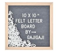 GAJIGAJI Felt Letter Board with 294 Letters, Numbers, Symbols - 10x10 inch Changeable Message Board with Wooden Frame Wall Mount (Grey)
