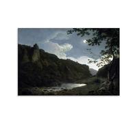 GAJUST Dovedale By Moonlight Poster Dovedale by Moonlight Painted by Joseph Wright of Derby Circa 1785., Canvas Print Art Poster; Unframe; 12x18inch(30x45cm)