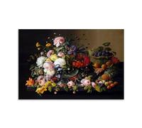 GAJUST Flowers And Fruit Poster Flowers And Fruit Painted by Severin Roesen Circa 1850., Canvas Print Art Poster; Unframe; 24x36inch(60x90cm)