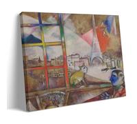 GAJUST Marc Chagall Paris Window Poster Paris Through The Window Painted by Marc Chagall in 1913., Canvas Print Art Poster; Frame; 16x24inch(40x60cm)
