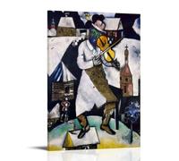 GAJUST Marc Chagall The Fiddler Poster The Fiddler Painted by Marc Chagall Circa 1913., Canvas Print Art Poster; Frame; 16x24inch(40x60cm)