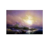 GAJUST The Ninth Wave Poster The Ninth Wave Painted by Ivan Aivazovsky in 1850., Canvas Print Art Poster; Unframe; 24x36inch(60x90cm)
