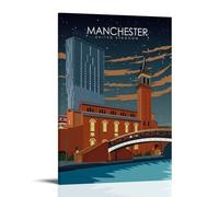 GAJUST Travel Vintage Poster Manchester Travel Poster, Canvas Print Art Poster; Frame; 12x18inch(30x45cm)