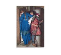 GAJUYL Famous Painting Poster Frederic William Burton The Meeting on The Turret Stairs (1864), Canvas Print Art Poster, Home Decoration Painting; Unframe; 08x12inch(20x30cm)