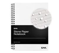 GAK. Stone Paper Waterproof Sheet Spiral Notebook (M Size) - 5.8”x8.3”, 50 sheets, Stone Paper Notebook Journal Note Taking Waterproof Notepad College Ruled Paper Black Notebook Aesthetic School