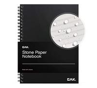 GAK. Stone Paper Waterproof Sheet Spiral Notebook (M Size) - 5.8”x8.3”, 50 sheets, Stone Paper Notebook Journal Note Taking Waterproof Notepad College Ruled Paper Black Notebook Aesthetic School