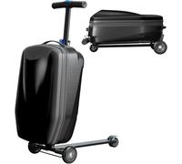 GAKINUNE 2-in-1 Ride-On Scooter Suitcase,Carry On Hardshell Ride On Suitcase Scooter for Kids Age 4-15, Multifunctional Ride On Lightweight Kids Luggage with Wheels(Black)