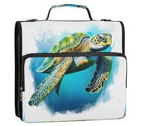 Gakkigii Brave Turtle 3 Ring File Folder Portfolio Organizer Zippered Binder Bags with Removable Shoulder Strap & Multiple Pockets for School Office Trave