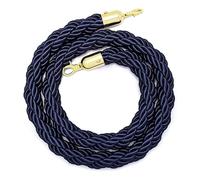 GAKYOUR Queue Barrier Ropes,Crowd Control Stanchion Rope with Gold Hook, Crowd Control Rope,0.9-3.0m Braided Hemp Rope Barrier for Queue Divider, Rope Safety Barrier-Blue||0.9m