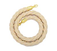 GAKYOUR Queue Barrier Ropes,Crowd Control Stanchion Rope with Gold Hook, Crowd Control Rope,0.9-3.0m Braided Hemp Rope Barrier for Queue Divider, Rope Safety Barrier-Beige||1.0m
