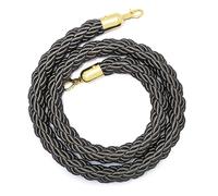 GAKYOUR Queue Barrier Ropes,Crowd Control Stanchion Rope with Gold Hook, Crowd Control Rope,0.9-3.0m Braided Hemp Rope Barrier for Queue Divider, Rope Safety Barrier-Dark Grey||1.5m