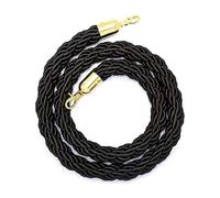 GAKYOUR Queue Barrier Ropes,Crowd Control Stanchion Rope with Gold Hook, Crowd Control Rope,0.9-3.0m Braided Hemp Rope Barrier for Queue Divider, Rope Safety Barrier-Black||1.2m