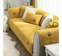 GAKYOUR Sherpa Fleece Sofa Couch Covers Super Soft Warm Plush Sectional Couch Cover Luxury Thick Fuzzy Non Slip Sofa Slipcover Furniture Protector(Yellow,28"x59")