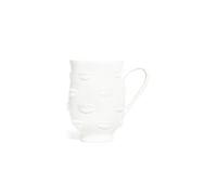 Gala Mug by Jonathan Adler, Glazed Porcelain White, Porcelain Cup in Mouth Design, Coffee Cup with Lip Design, Handmade