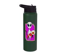 Galactic Alien & Outer Space Cat UFO Mystical Rocket Kitten Stainless Steel Insulated Water Bottle