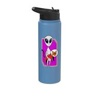 Galactic Alien & Outer Space Cat UFO Mystical Rocket Kitten Stainless Steel Insulated Water Bottle