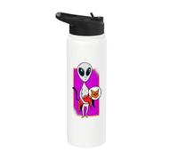 Galactic Alien & Outer Space Cat UFO Mystical Rocket Kitten Stainless Steel Insulated Water Bottle