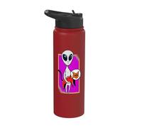 Galactic Alien & Outer Space Cat UFO Mystical Rocket Kitten Stainless Steel Insulated Water Bottle