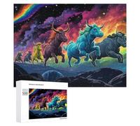 Galactic Bulls A Cosmic Race Adult Tabletop Puzzle, 500 PCS - New Year Decoration; for Shared Table Time