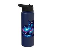 Galactic Cat Silhouette Galaxy Kitten Starry Night Art Stainless Steel Insulated Water Bottle