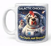 Galactic Chickens to Cluck and Beyond Funny Space Bird Coffee Cup Gift Mug