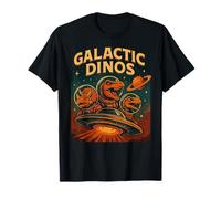 Galactic Dinosaurs Flying UFO in Outer Space Scene T-Shirt