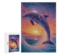 Galactic Dolphin Sunset Puzzle 1000 Teile Schwer Puzzle Spielzeug Lernspiel Impossible Herausforderungsspielzeug Für Erwachsene Kinder 300 PCS